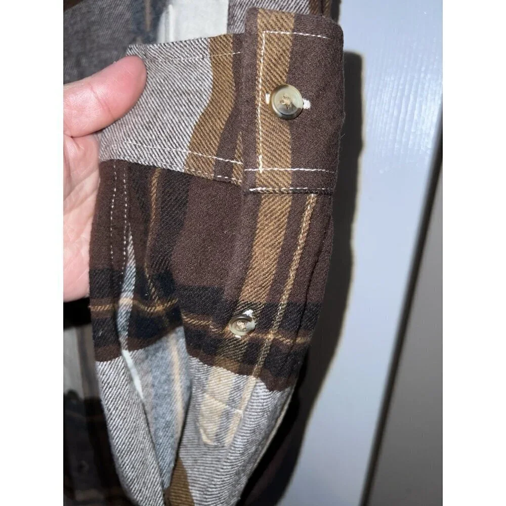 OLD NAVY Double-Brushed Women’s Flannel Plaid Button Long Sleeve Shirt Sz L
